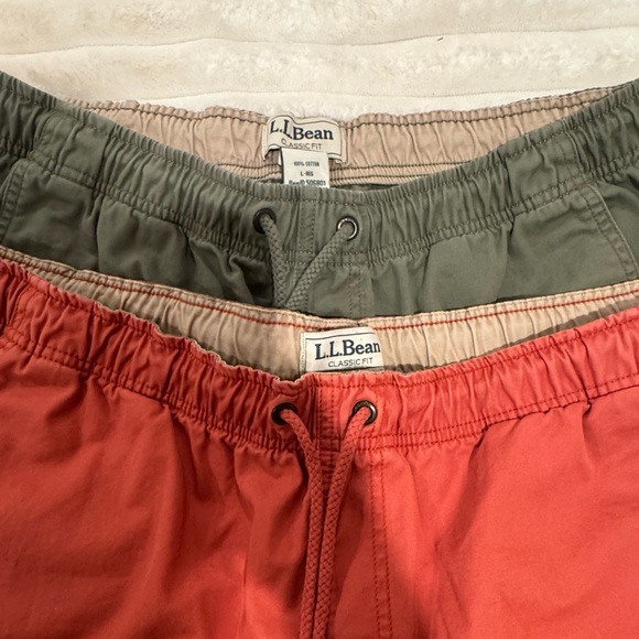 LL Bean Dock Shorts Men XL Lot of 2 Organic Cotton Canvas Drawstring Classic Fit - Picture 2 of 10